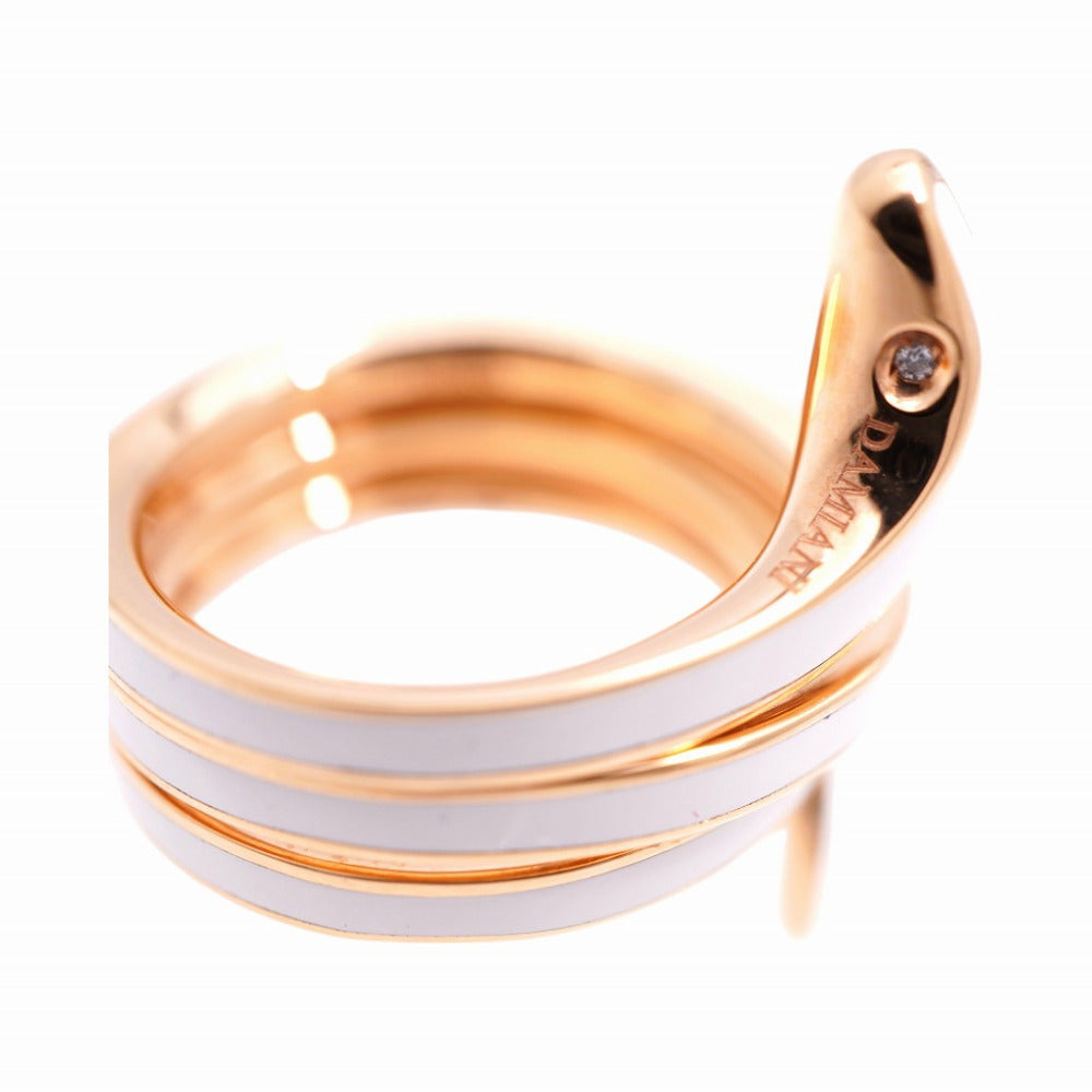 Damiani Ring K18 pink gold, white ceramic white Eden Women Used Authentic