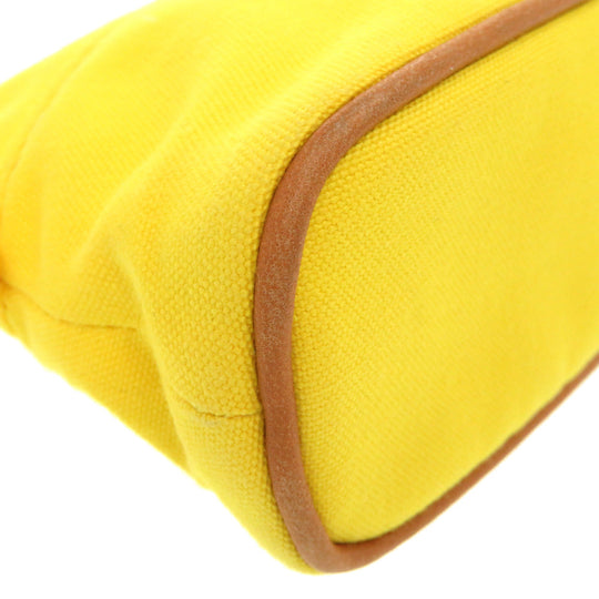 HERMES Pouch cotton yellow Boride pouch mini mini Women Used Authentic