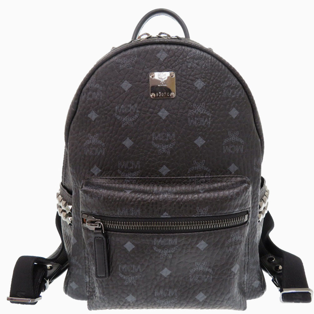 MCM Backpack MMK6SVE37BK001 leather black Studs Vicetos Women Used Authentic