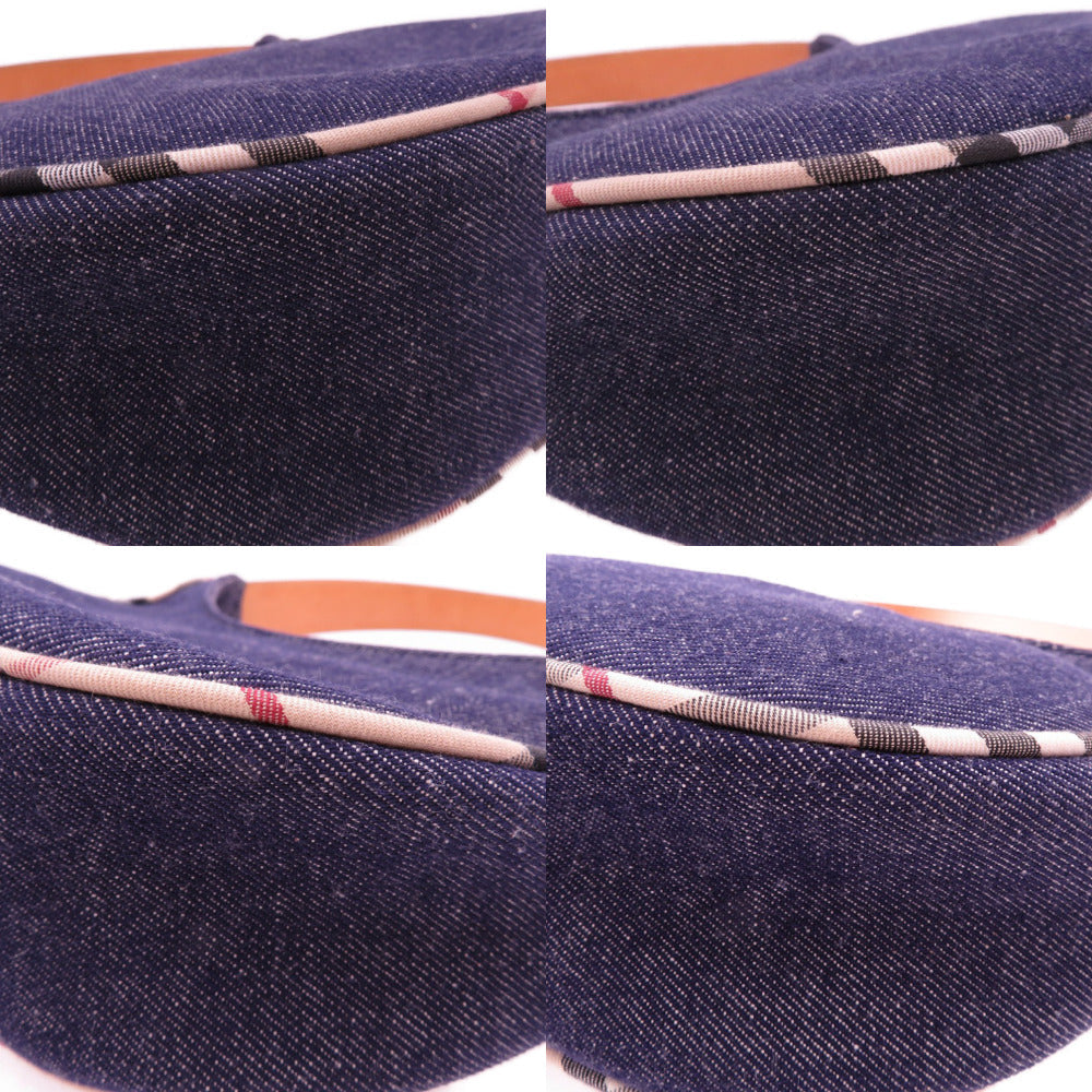 BURBERRY Shoulder Bag denim Navy Nova Check Women Used Authentic