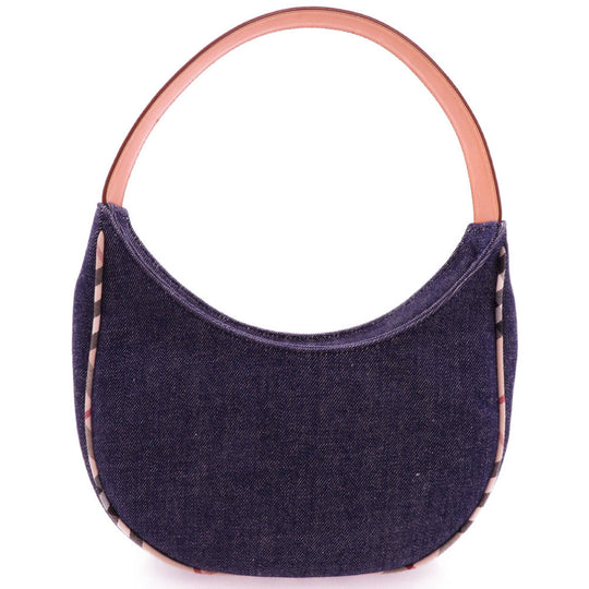 BURBERRY Shoulder Bag denim Navy Nova Check Women Used Authentic