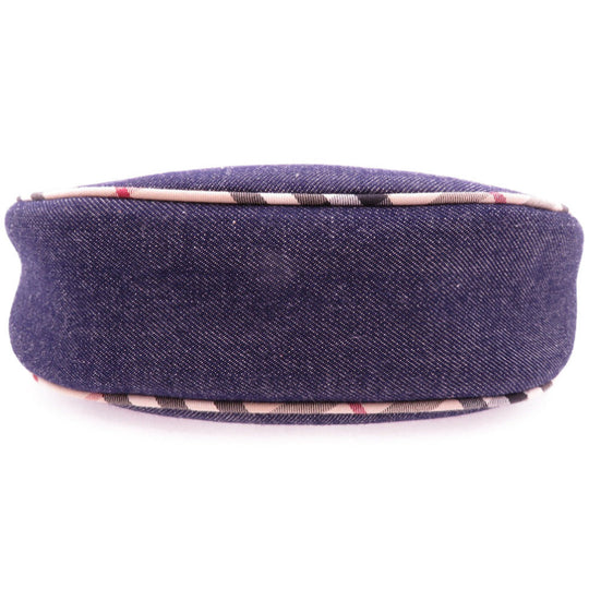 BURBERRY Shoulder Bag denim Navy Nova Check Women Used Authentic