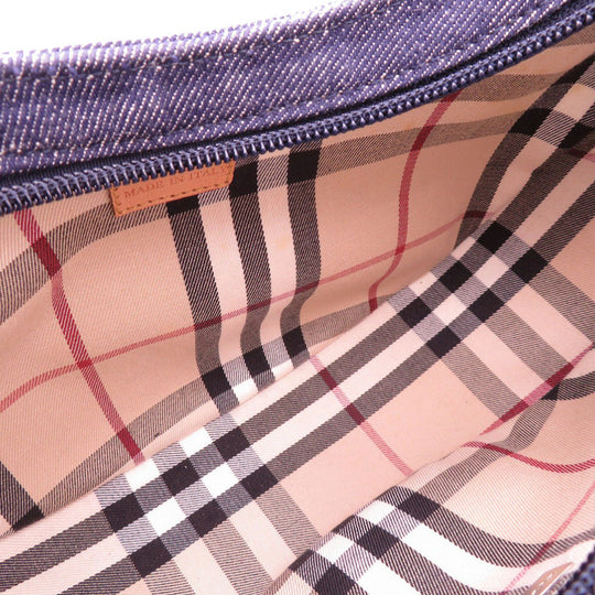 BURBERRY Shoulder Bag denim Navy Nova Check Women Used Authentic
