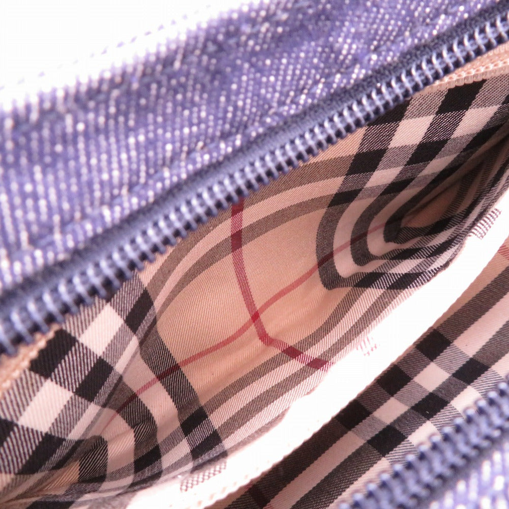 BURBERRY Shoulder Bag denim Navy Nova Check Women Used Authentic