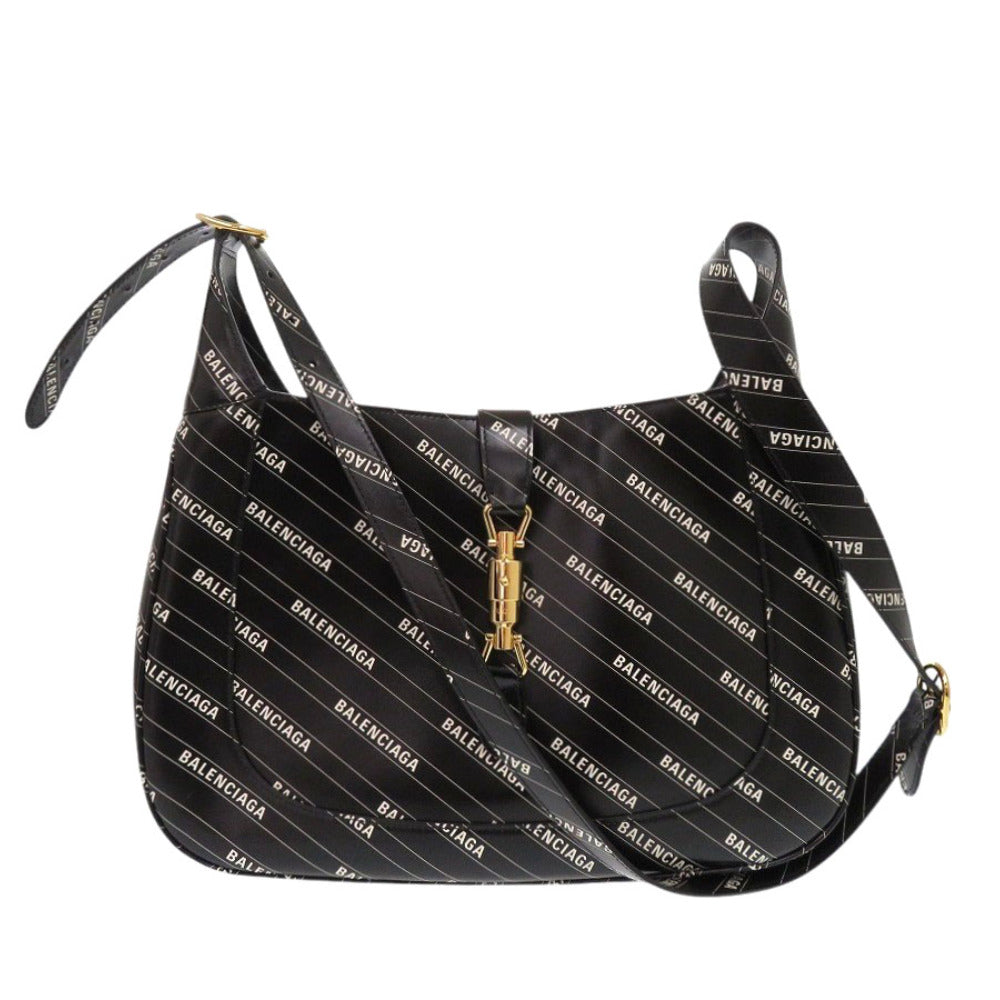 GUCCI Shoulder Bag 636712 leather black The Hacker Project Balenciaga Collaboration Jackie 1961 Women Used Authentic