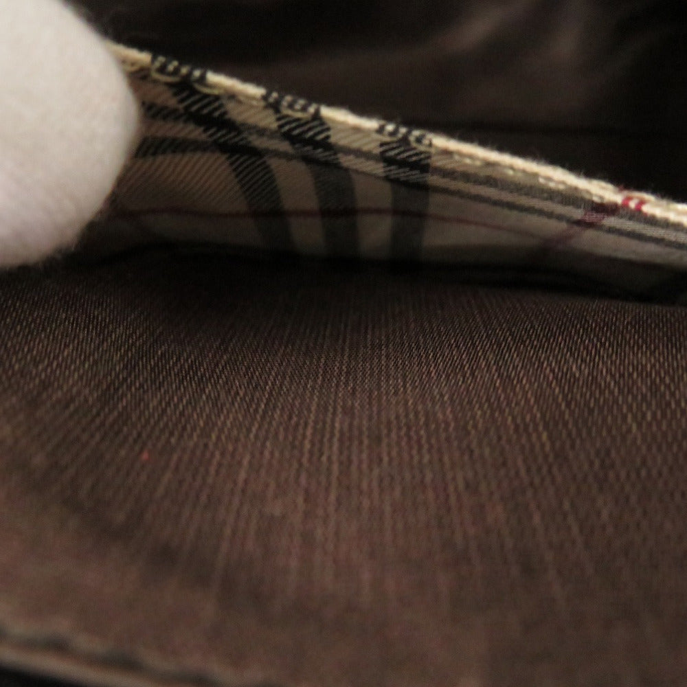 BURBERRY Handbag leather black Nova Check Women Used Authentic