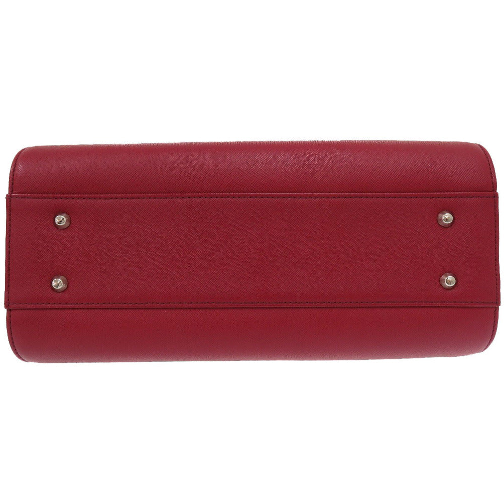 BURBERRY Handbag leather Red Nova Check Women Used Authentic