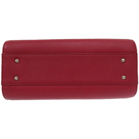 BURBERRY Handbag leather Red Nova Check Women Used Authentic