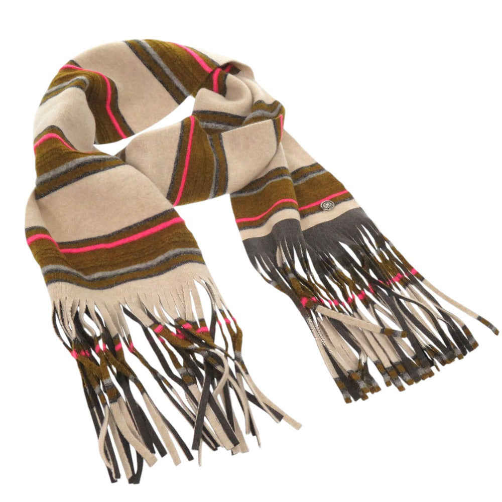CHANEL Scarf cashmere multicolor Embellished striped cashmere scarf Women Used Authentic