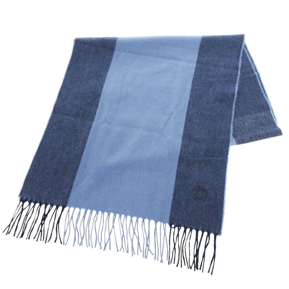 HERMES Scarf cashmere blue H Summer Block