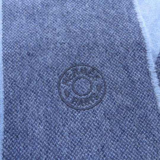 HERMES Scarf cashmere blue H Summer Block