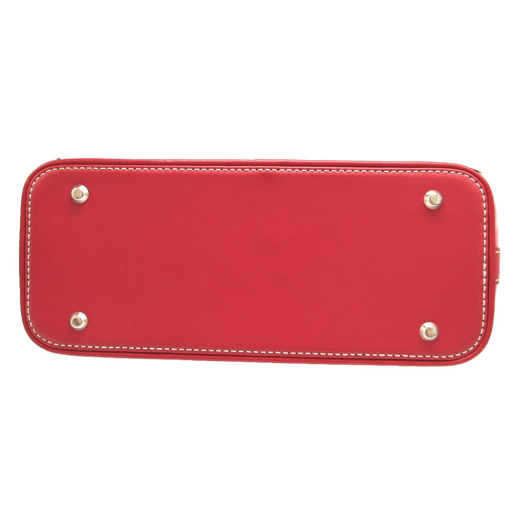 BURBERRY Handbag Leather, Canvas Red Women Used Authentic