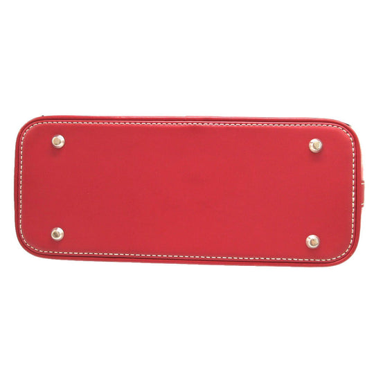 BURBERRY Handbag Leather, Canvas Red Women Used Authentic