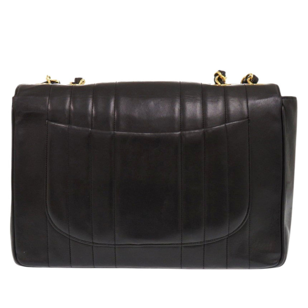 CHANEL Shoulder Bag lambskin black Mademoiselle Deca Matelasse COCO Mark Women Used Authentic