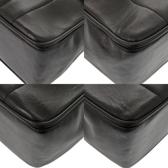 CHANEL Shoulder Bag lambskin black Mademoiselle Deca Matelasse COCO Mark Women Used Authentic