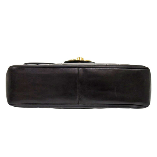 CHANEL Shoulder Bag lambskin black Mademoiselle Deca Matelasse COCO Mark Women Used Authentic