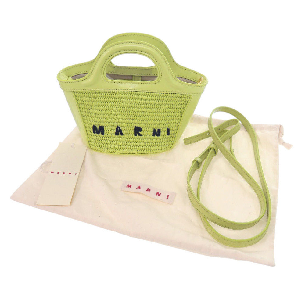 MARNI Handbag Leather, Cotton Light green TROPICALIA Micro Women Used Authentic