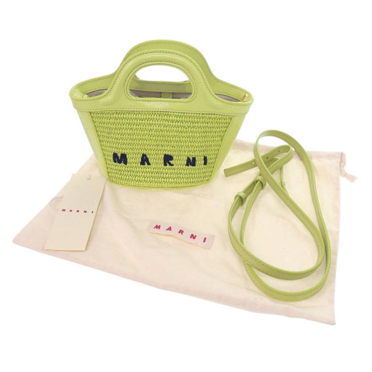 MARNI Handbag Leather, Cotton Light green TROPICALIA Micro Women Used Authentic