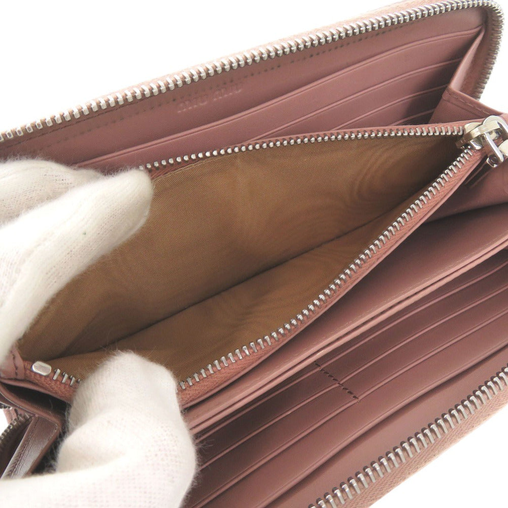MIUMIU Long Wallet Purse 5ML506 leather Muget Croc Embossed Zip Around Patent Leather Women Used Authentic