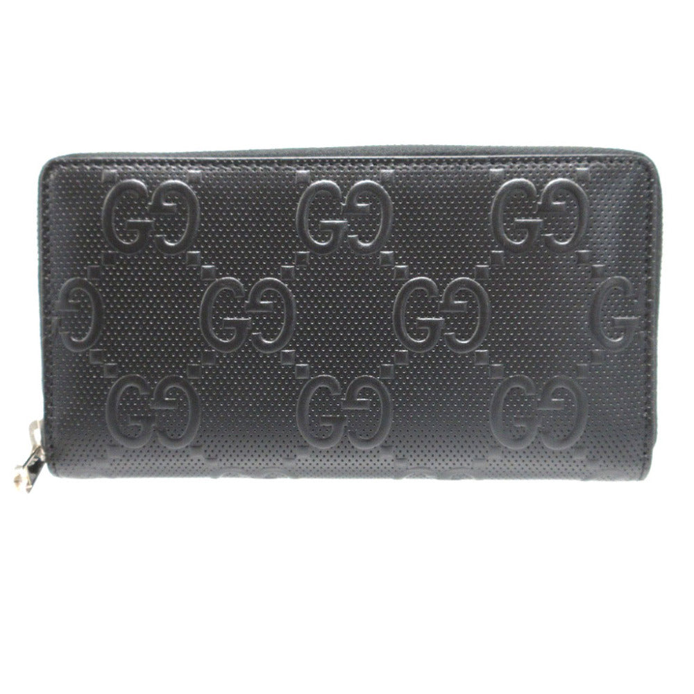 GUCCI Long Wallet Purse 625558 GG canvas black Zip Around Double G Women(Unisex) Used Authentic