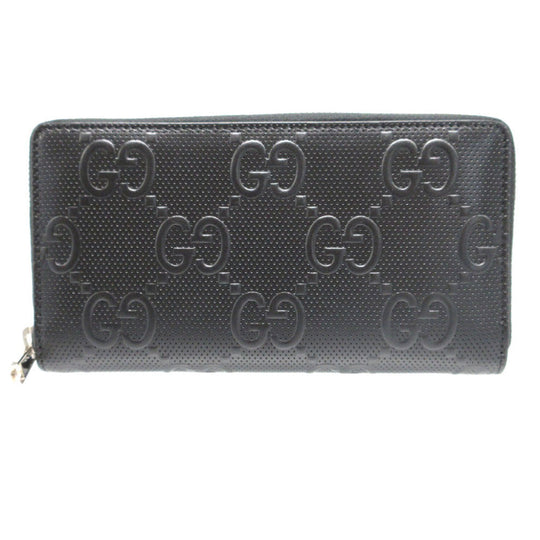 GUCCI Long Wallet Purse 625558 GG canvas black Zip Around Double G Women(Unisex) Used Authentic