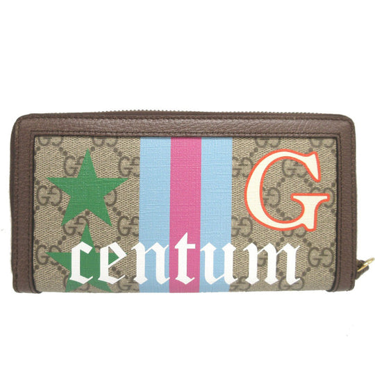 GUCCI Long Wallet Purse 658634 GG Supreme, Leather beige Zip Around Bamboo Diana unisex(Unisex) Used Authentic