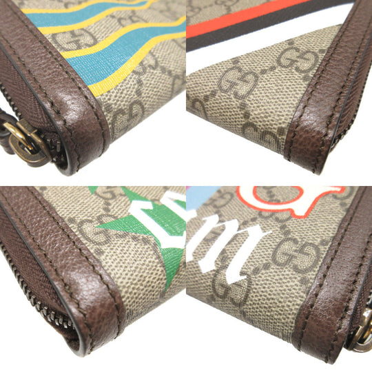 GUCCI Long Wallet Purse 658634 GG Supreme, Leather beige Zip Around Bamboo Diana unisex(Unisex) Used Authentic