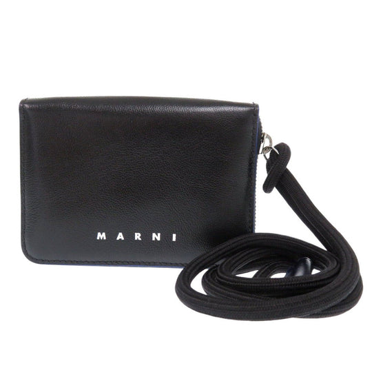MARNI Coin case PFMI0038U0 leather black Zip Around Wallet Women Used Authentic