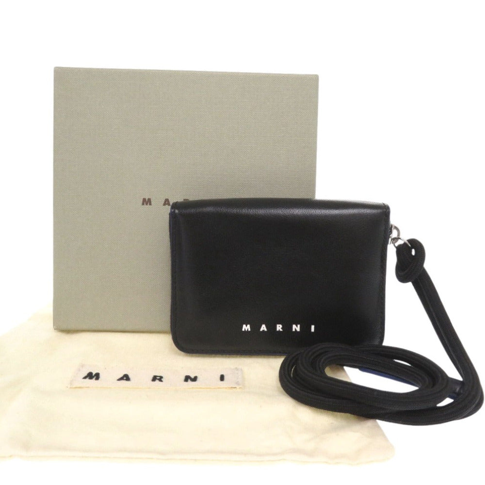 MARNI Coin case PFMI0038U0 leather black Zip Around Wallet Women Used Authentic