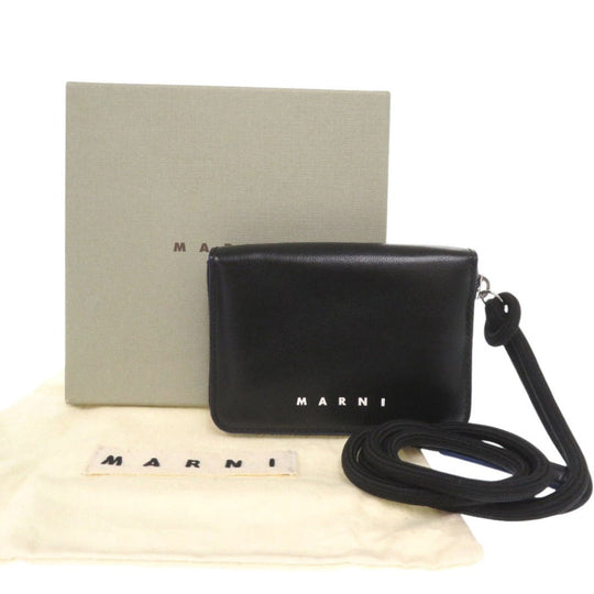 MARNI Coin case PFMI0038U0 leather black Zip Around Wallet Women Used Authentic