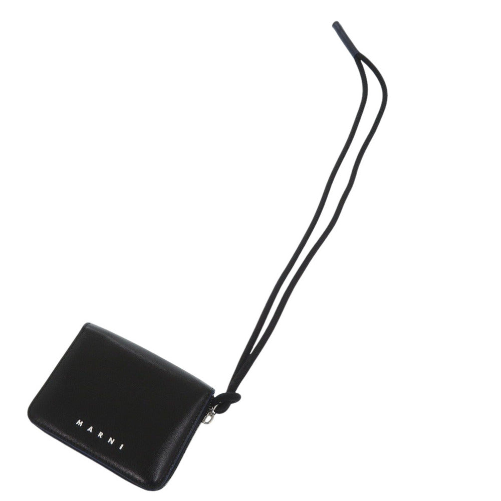 MARNI Coin case PFMI0038U0 leather black Zip Around Wallet Women Used Authentic