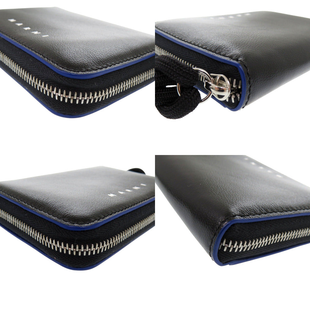 MARNI Coin case PFMI0038U0 leather black Zip Around Wallet Women Used Authentic