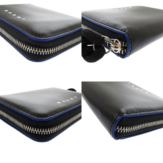 MARNI Coin case PFMI0038U0 leather black Zip Around Wallet Women Used Authentic