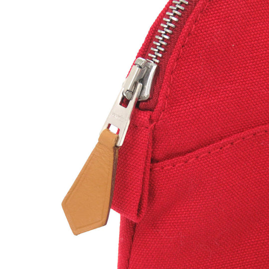 HERMES Pouch canvas Red Bored pouch 20 Women Used Authentic