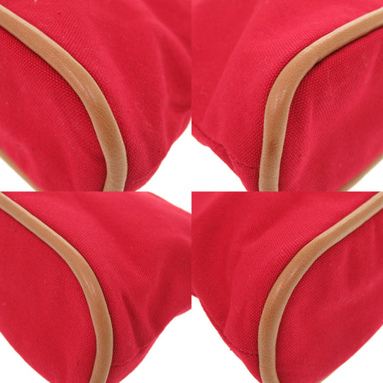 HERMES Pouch canvas Red Bored pouch 20 Women Used Authentic