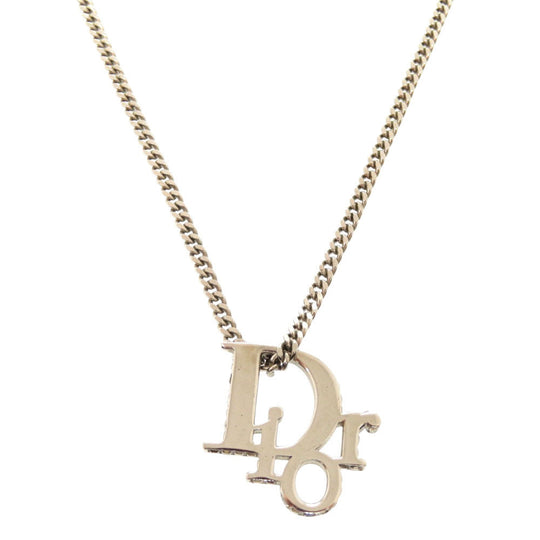 Christian Dior Necklace metal Silver logo Women Used Authentic