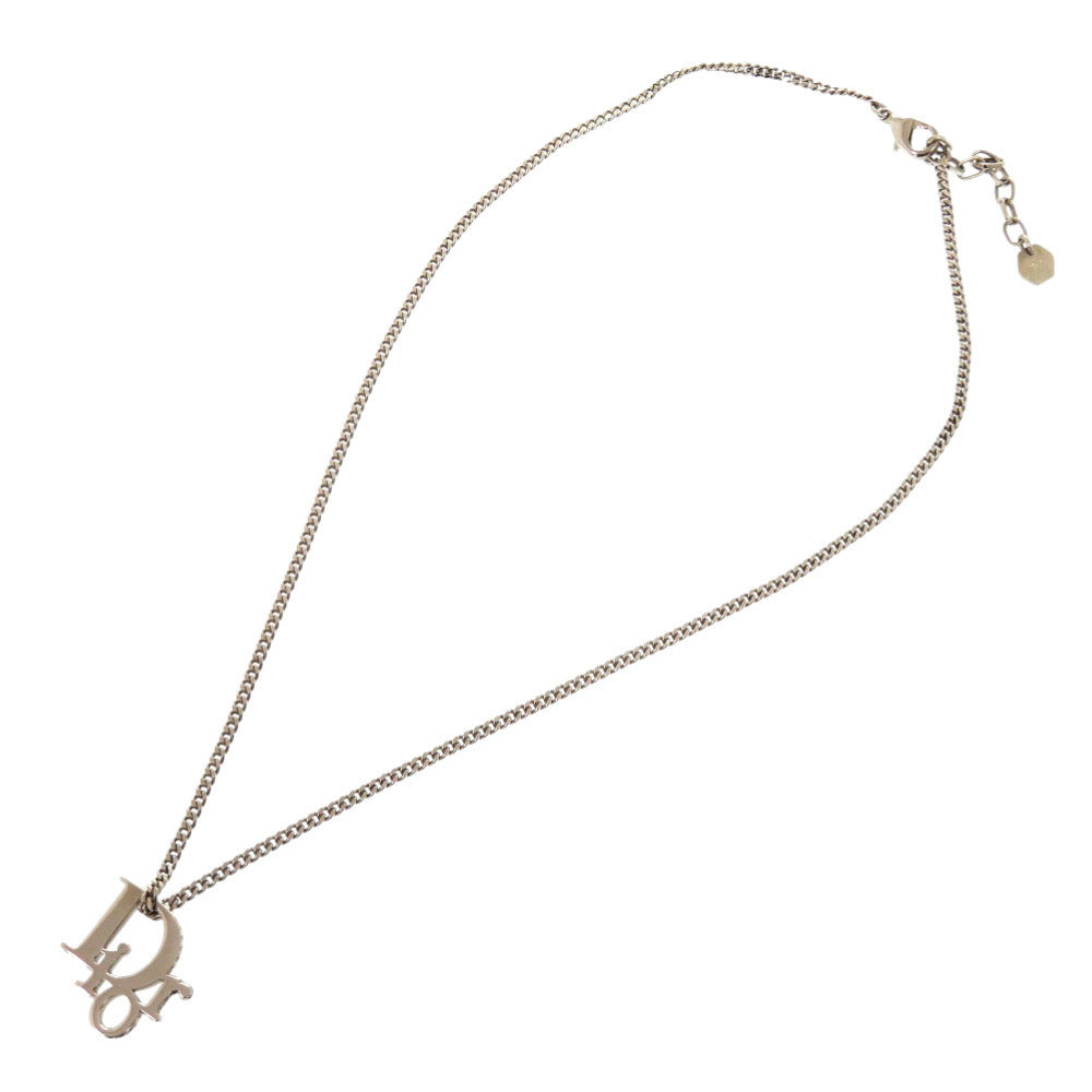 Christian Dior Necklace metal Silver logo Women Used Authentic