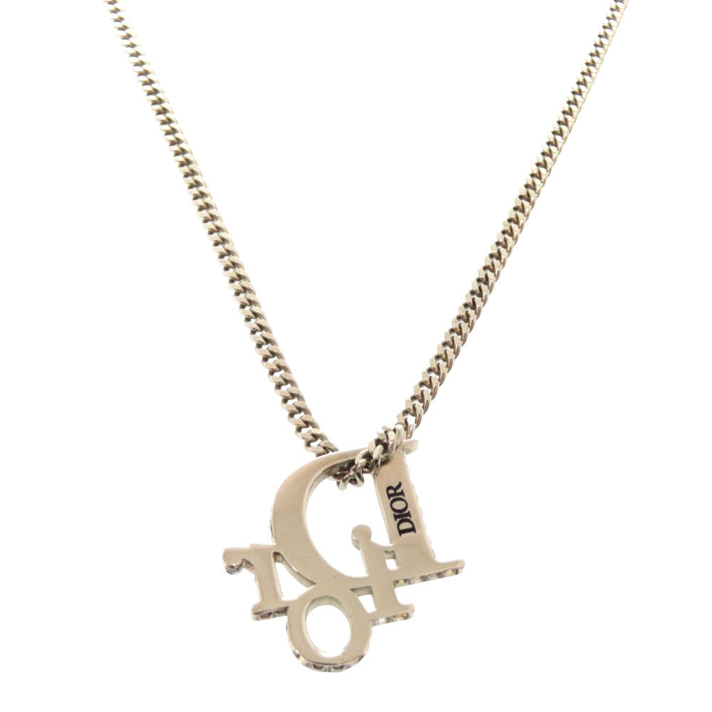 Christian Dior Necklace metal Silver logo Women Used Authentic