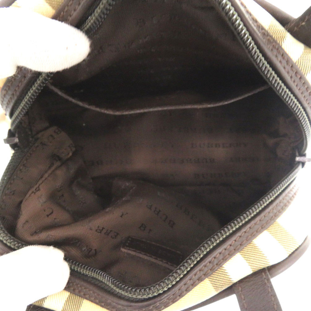 BURBERRY Handbag PVC coated canvas, leather beige Nova Check Women Used Authentic