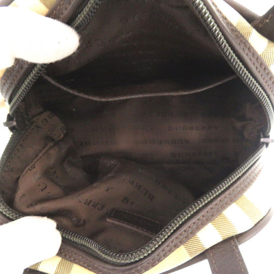 BURBERRY Handbag PVC coated canvas, leather beige Nova Check Women Used Authentic