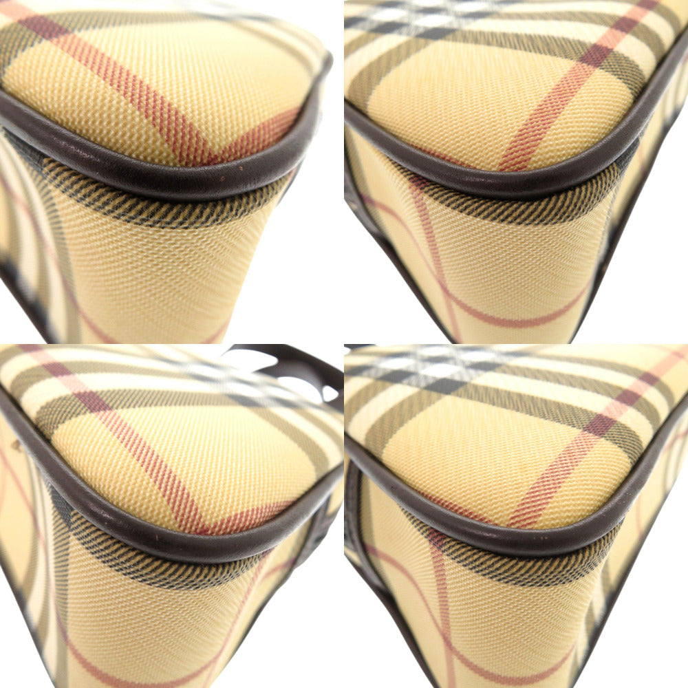 BURBERRY Handbag PVC coated canvas, leather beige Nova Check Women Used Authentic