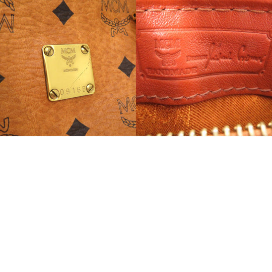 MCM Boston Duffel bag PVC coated canvas Brown 2WAY mini Boston Duffel bag Women Used Authentic