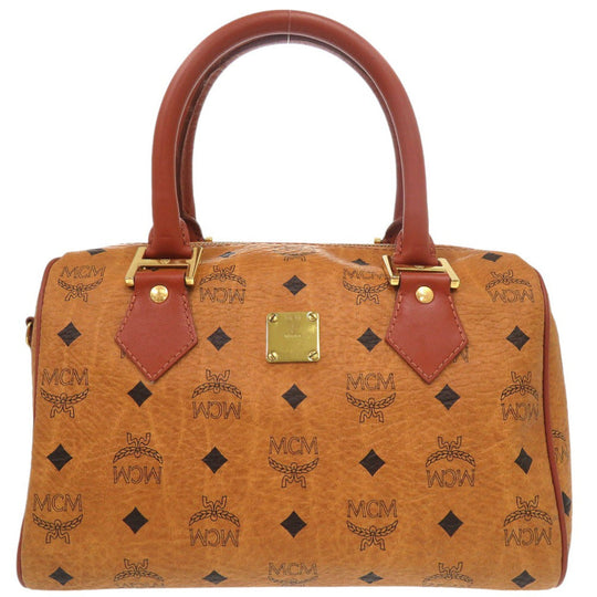 MCM Boston Duffel bag PVC coated canvas Brown 2WAY mini Boston Duffel bag Women Used Authentic