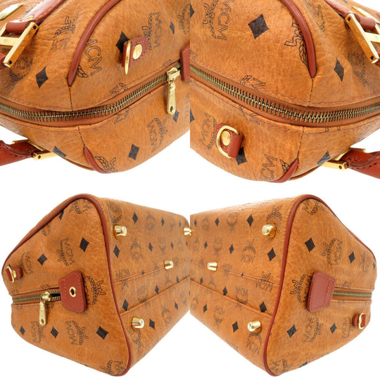 MCM Boston Duffel bag PVC coated canvas Brown 2WAY mini Boston Duffel bag Women Used Authentic