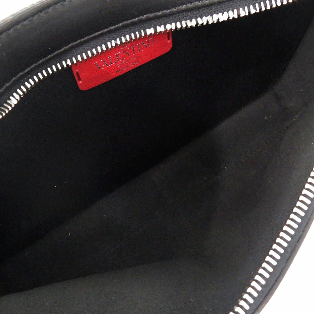 VALENTINO Waist bag B0719WJW 0NI leather black mens Used Authentic