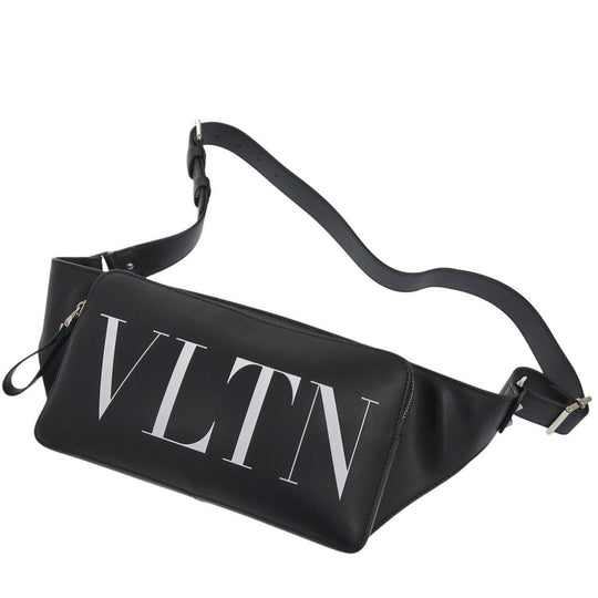 VALENTINO Waist bag B0719WJW 0NI leather black mens Used Authentic
