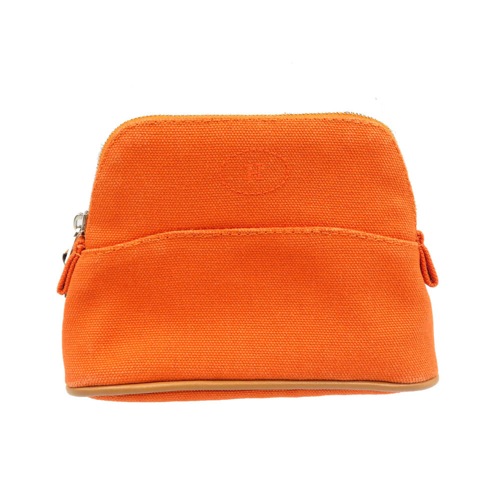 HERMES Pouch Cotton, Leather Orange Boride pouch mini mini Women Used Authentic