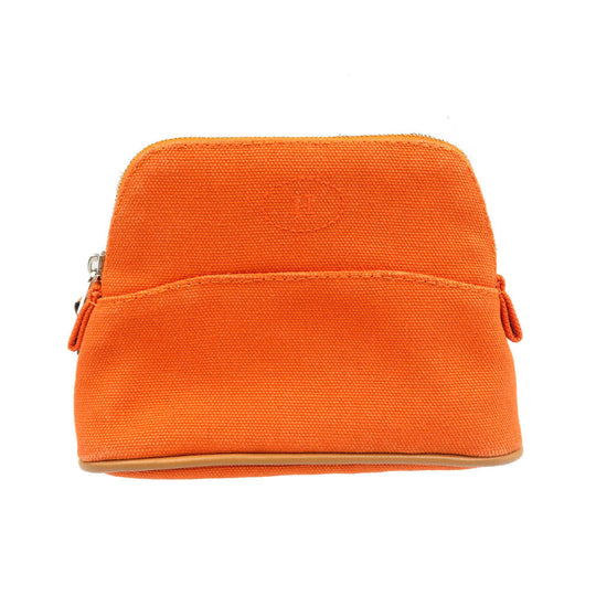 HERMES Pouch Cotton, Leather Orange Boride pouch mini mini Women Used Authentic