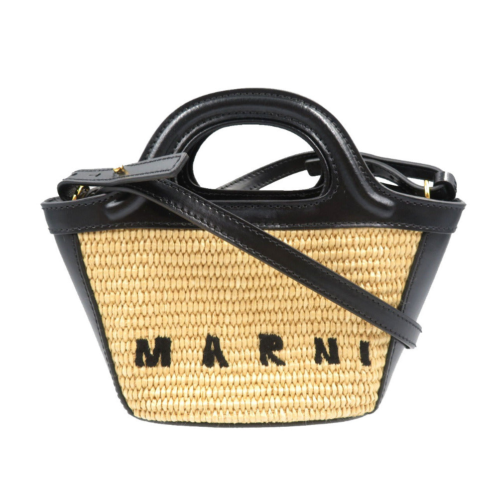 MARNI Shoulder Bag BMMP0096Q0 Cotton, Leather black Tropicalia Micro Women Used Authentic