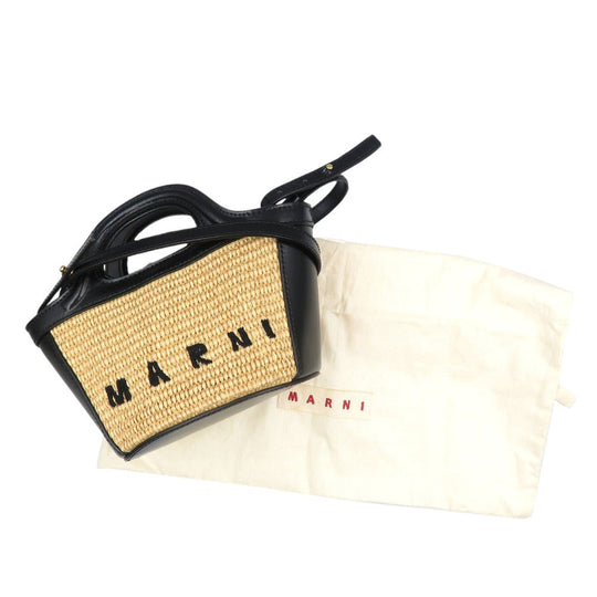 MARNI Shoulder Bag BMMP0096Q0 Cotton, Leather black Tropicalia Micro Women Used Authentic